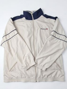 VTG 90s Reebok Union Jack Windbreaker Cream Navy XL